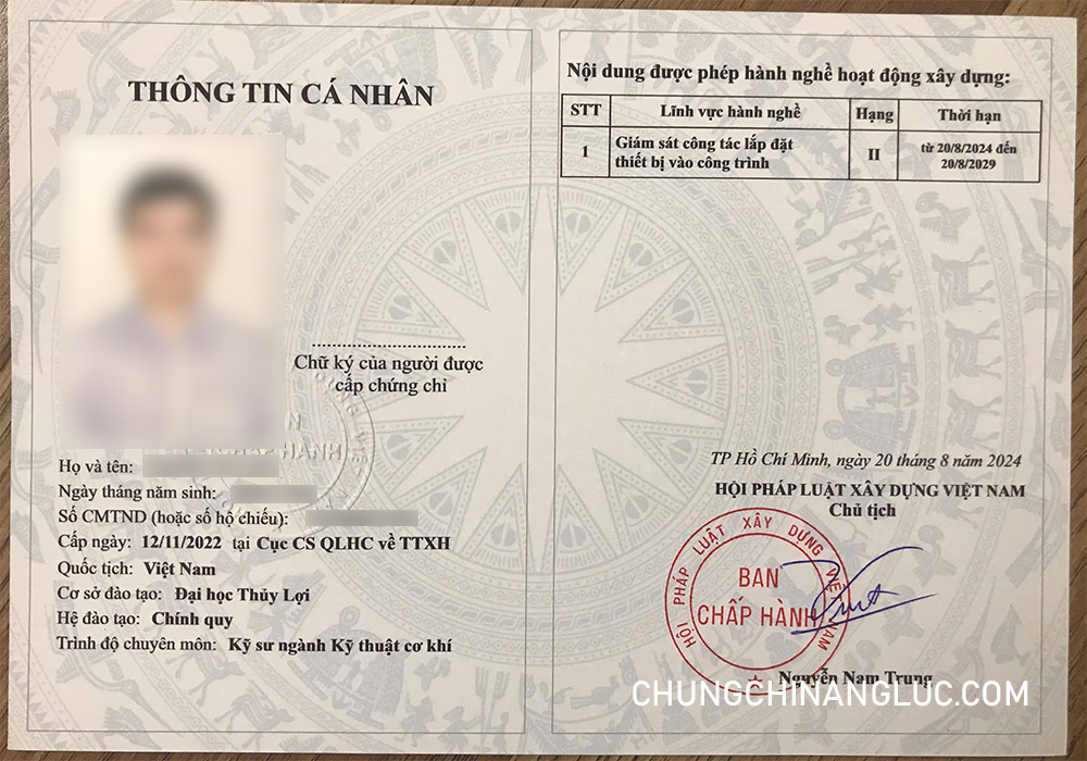 chứng chỉ hành nghề giám sát thi công điện